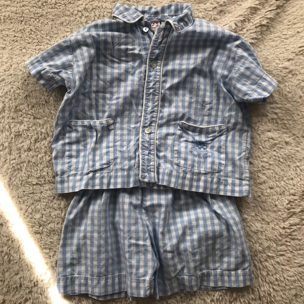 Dis a la Lune Light Blue & White Check Pajama Set